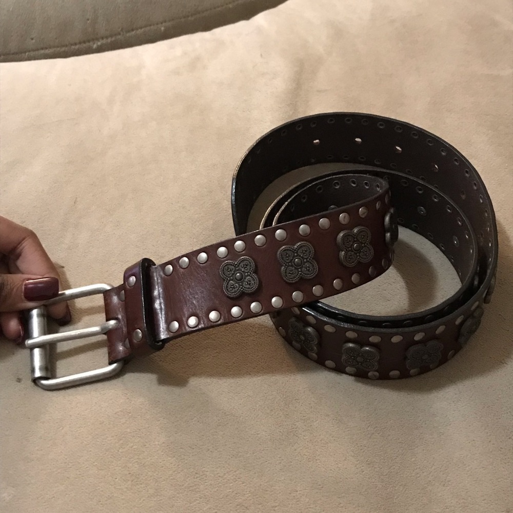 Nanni — Italian metal-embellished leather belt